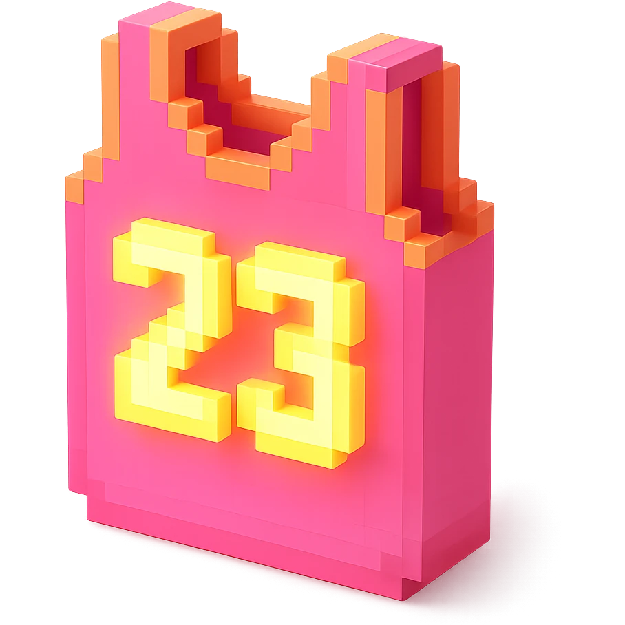 розовая баскетбольная майка со светящейся надписью "23", no background emoji