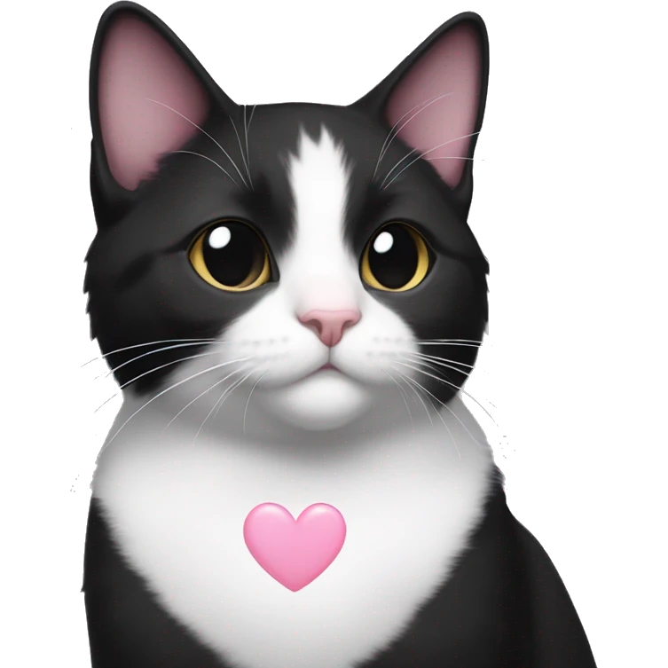 I want. Tuxedo cat with a mdtly black fae and pinkish inside ears with a white heart on its chest and a little bit of white socks.  emoji