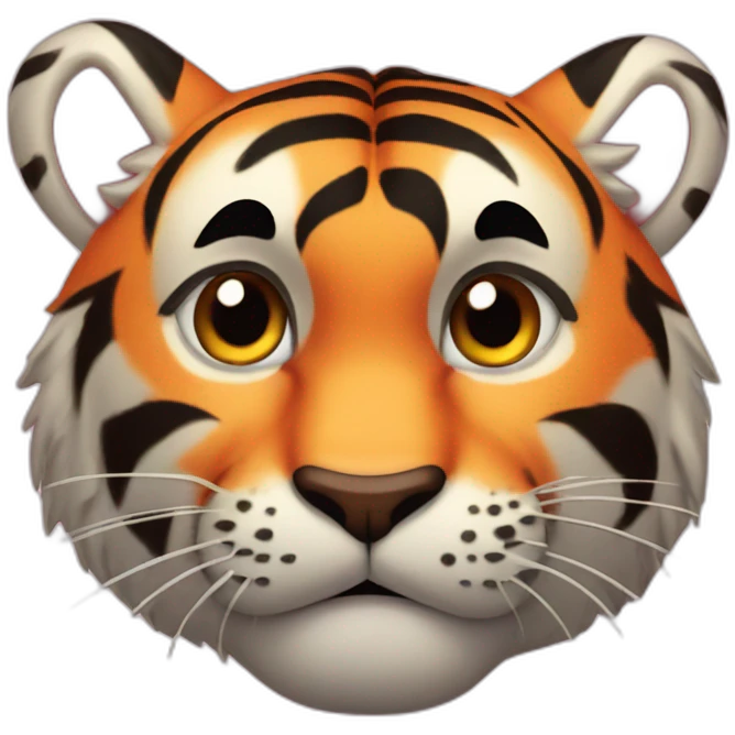 surprizing tiger with heart-shaped spot emoji