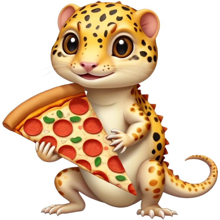 leopard gecko with pizza slice emoji
