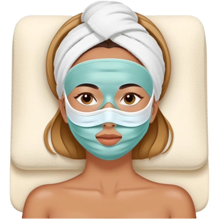 Lady with face mask spa beauty full face relaxing emoji