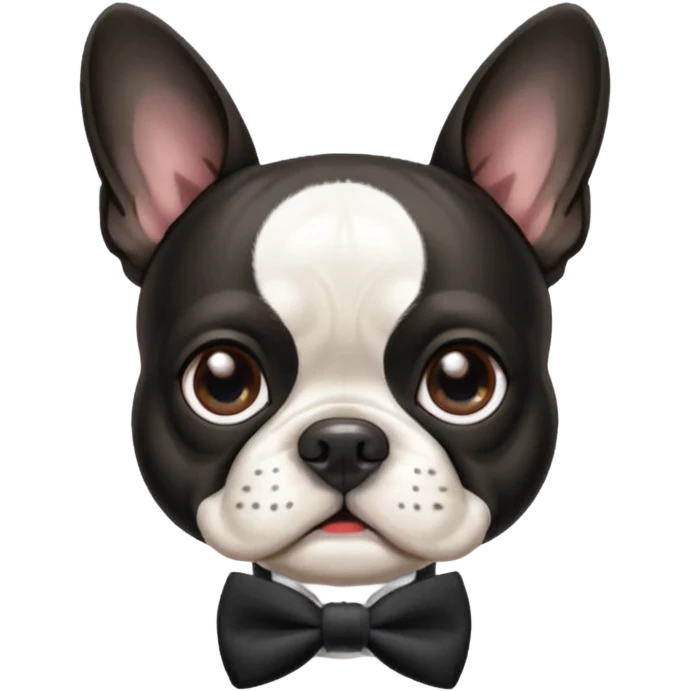 Acute elderly Boston terrier wearing a bowtie ￼ emoji