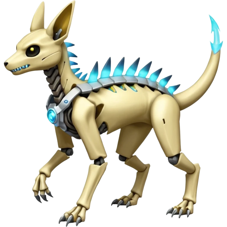 futuristic Skeleton-Cyborg-Manectric-Electrike-Cubone-Umbreon-Marowak-Draco-Fakémon-hybrid-creature (full body), 4 legs emoji