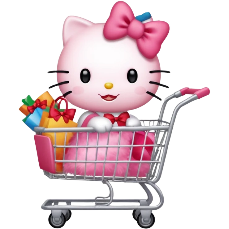 hello kitty pushing a shopping cart emoji