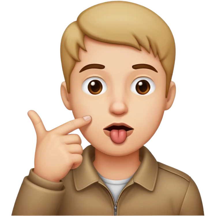 make a person biting their lip with a finger gun on their chin emoji