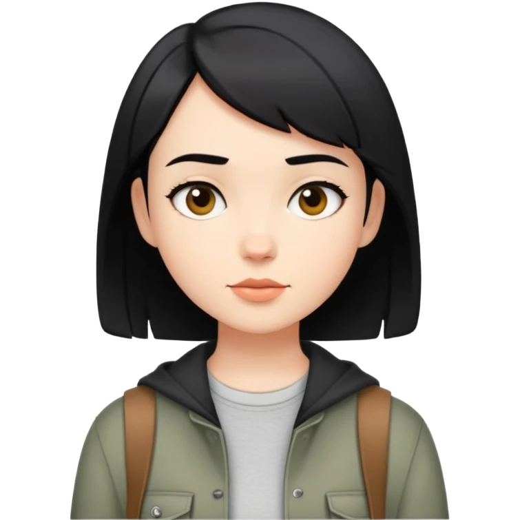girl with short black hair, dressed in casual boyish outfit emoji