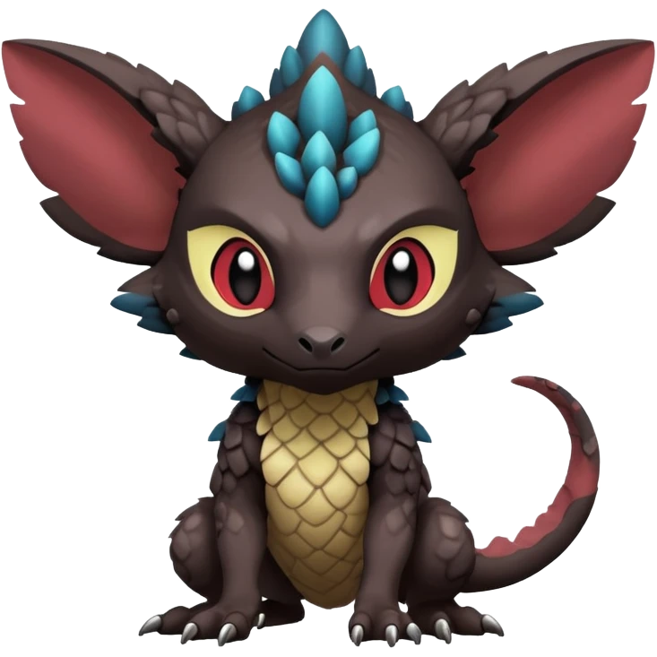Dark edgy exotic painted Fakémon-Pokémon-Trico-Vernid-creature emoji