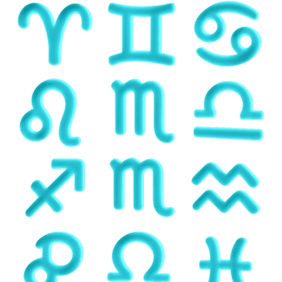 "A minimalistic glowing zodiac symbol [ZODIAC SYMBOL], centered on a dark cosmic background, symbol color #00d9ff, clean design, modern and luminous" emoji