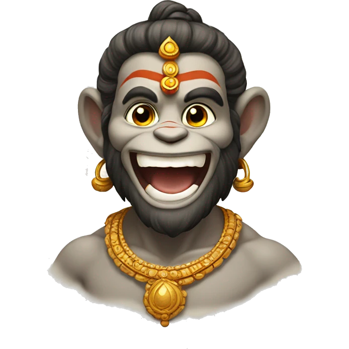 Hanuman with his gadha and smiling face emoji