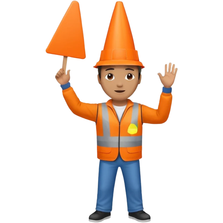orange traffic cone man dancing with sign in his hand saying “stop using ai” emoji