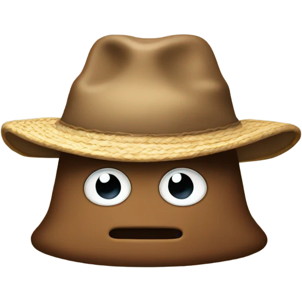 Bag of poop wearing straw hat emoji
