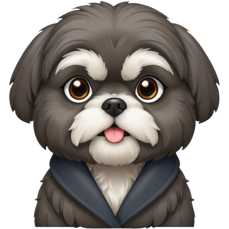 Small all dark grey shih tzu emoji