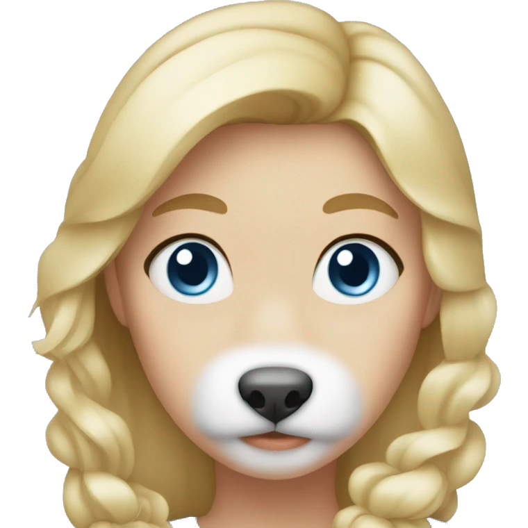 Blonde girl blue eyes holding spitz  emoji