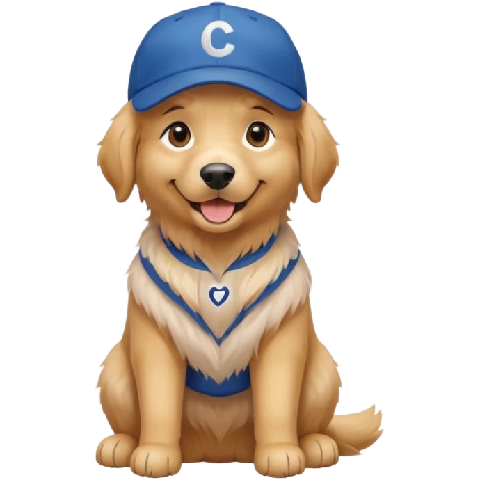 Golden retriever dog with blue baseball cap fullbody sitting down emoji