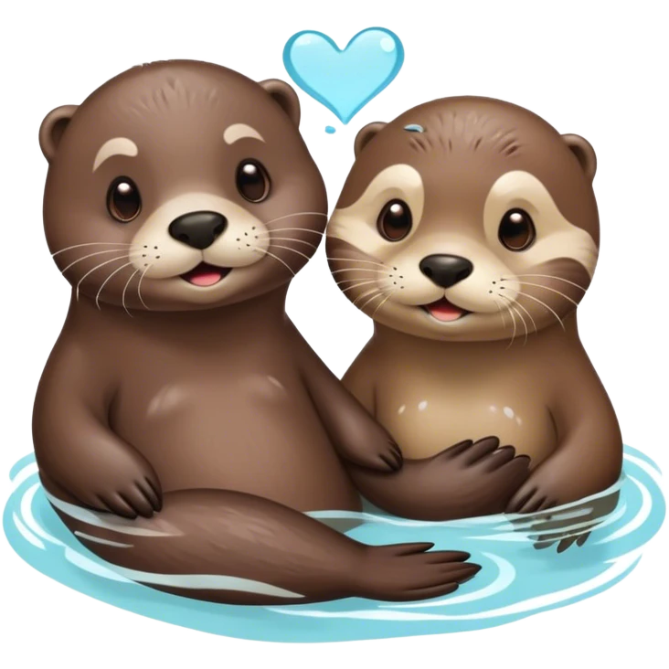 an otter and a seal in love and having a spa day emoji