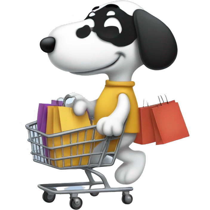 Snoopy in a hurry to shop for clothes  emoji