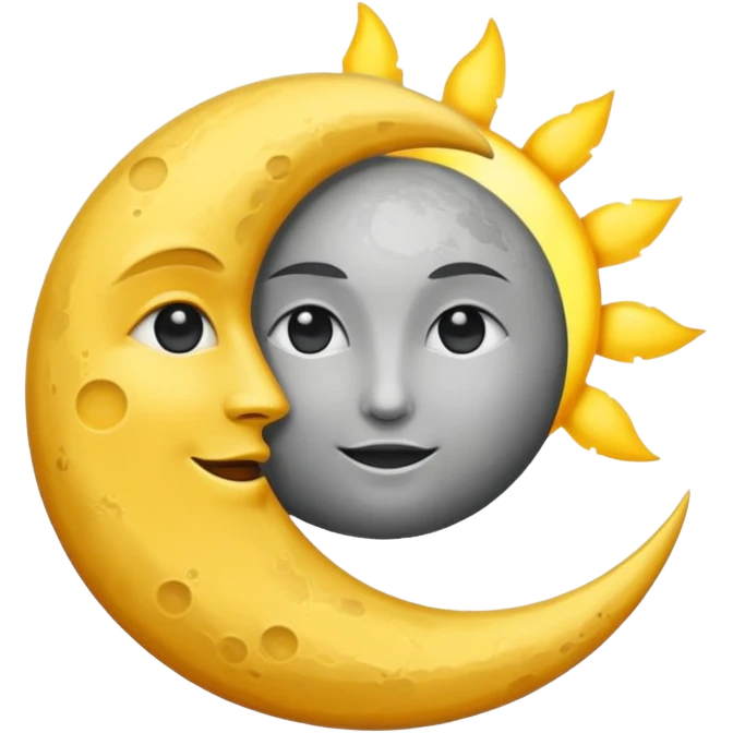 Genarate me a emoji of Drak mode moon and bright mode sun Like we got In our mobile phones emoji