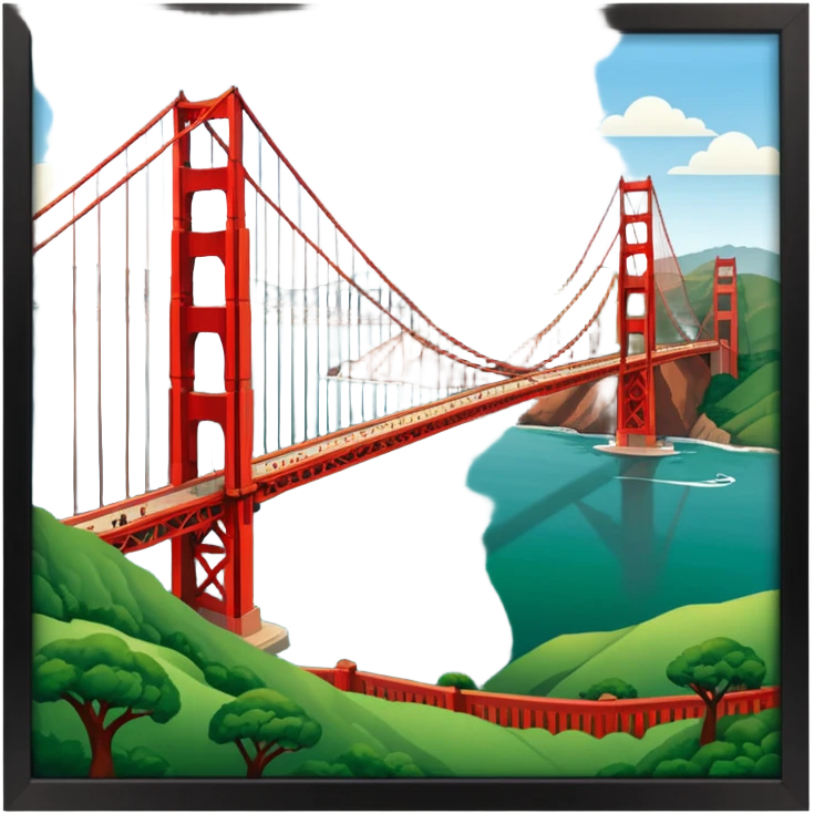 im trying to come up with a classic but still dynamic visual of the golden gate bridge and surrounding hills and the presidio for a work conference emoji