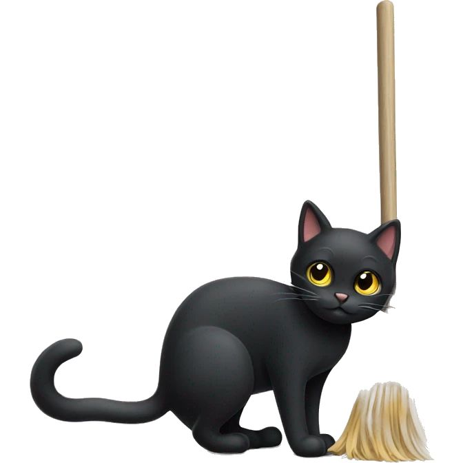 black cat cleaning emoji