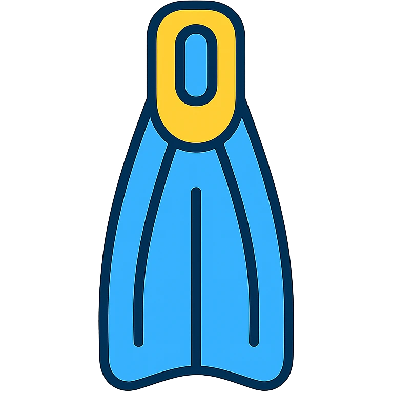 simple icon of scuba flipper, blue and yellow emoji