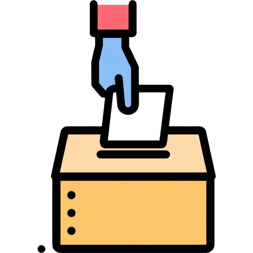 hand placing vote in ballot box emoji