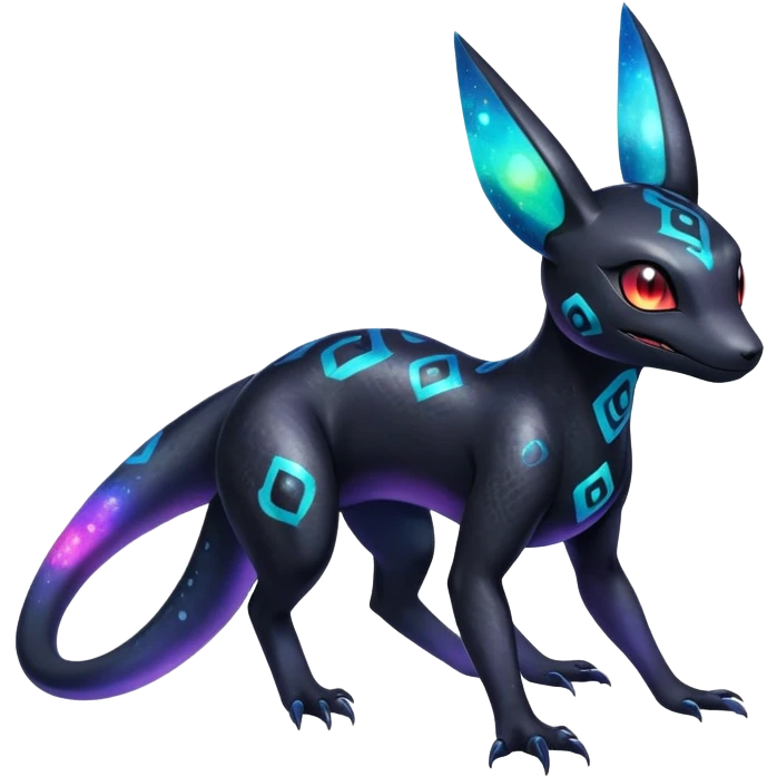 Vibrant colorful Nebulae Salandit-Umbreon-Fakémon-hybrid-creature (full body)  emoji