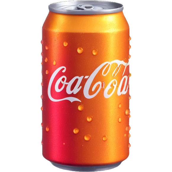 hyper-realistic 3D illustration of a soda can, with condensation droplets, metallic texture, and vibrant colors emoji