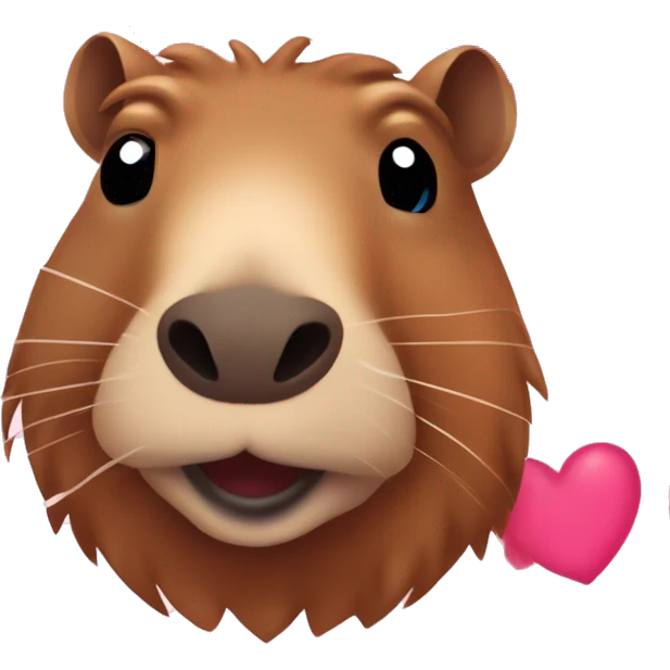 Capibara con cara tierna y ojos brillando con corazones rosas de enamorado alrededor  emoji