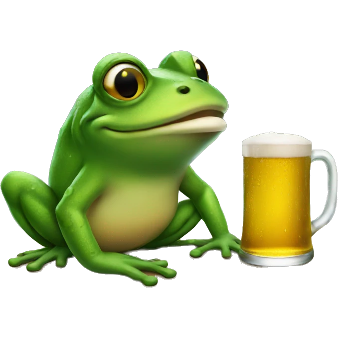 Frog drinking beer emoji