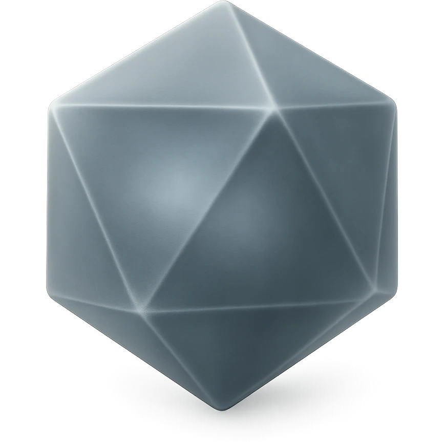 dark grey icosahedron, soft 3D look, no background emoji