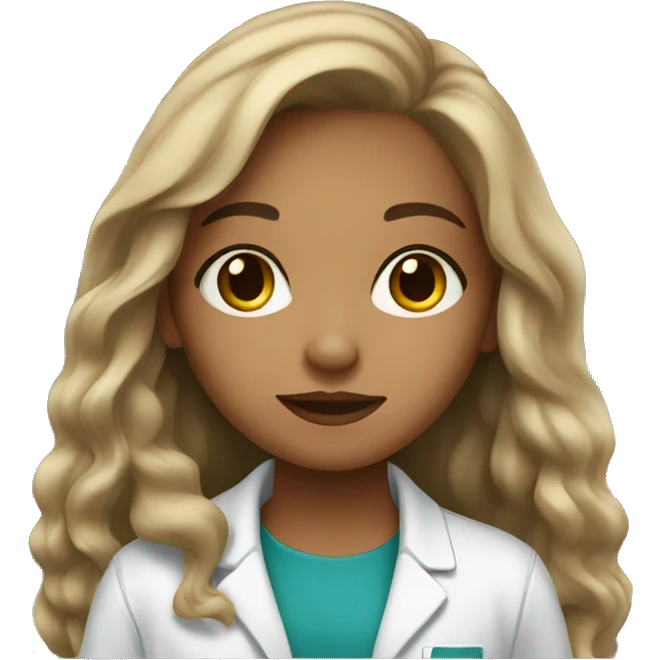 Light skin young girl with long hair working in a pharmacy emoji