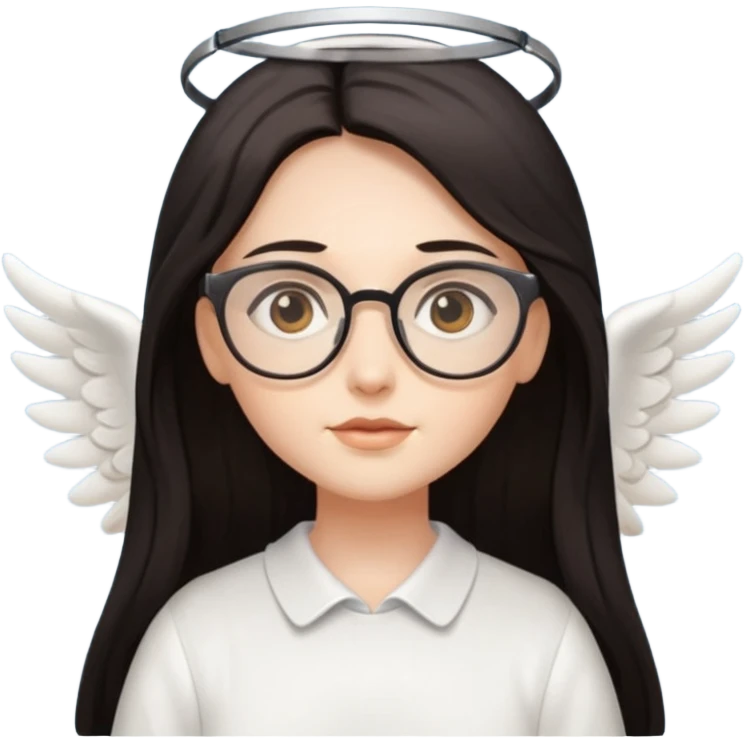 Angel with eyeglasses and long dark hair emoji
