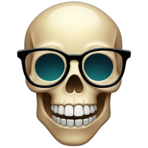 skull with glasses and pointer finger pointing up like a nerd emoji