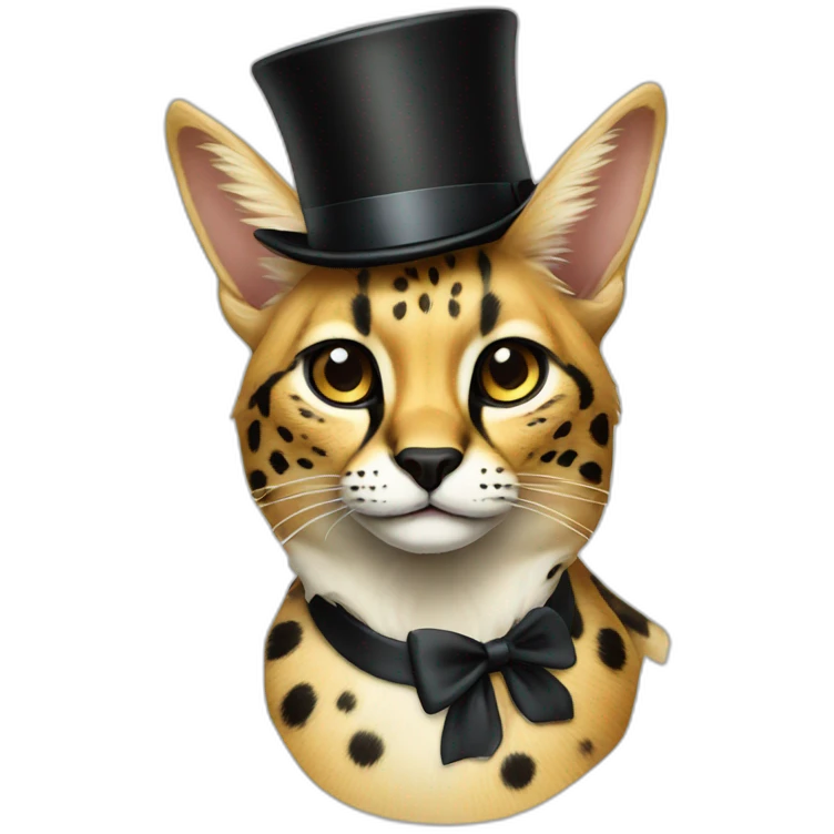 serval cat with a top hat emoji