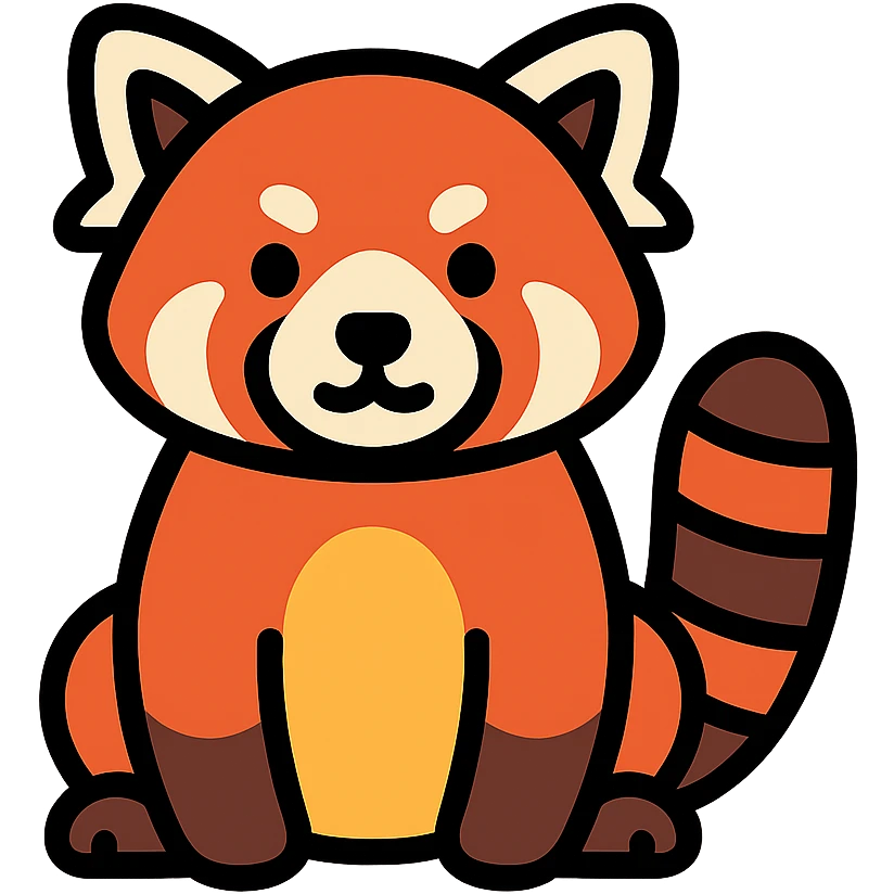 color outline icon of a red panda emoji