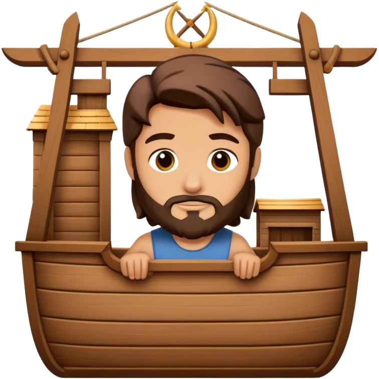 Noah building a large wooden boat ark emoji