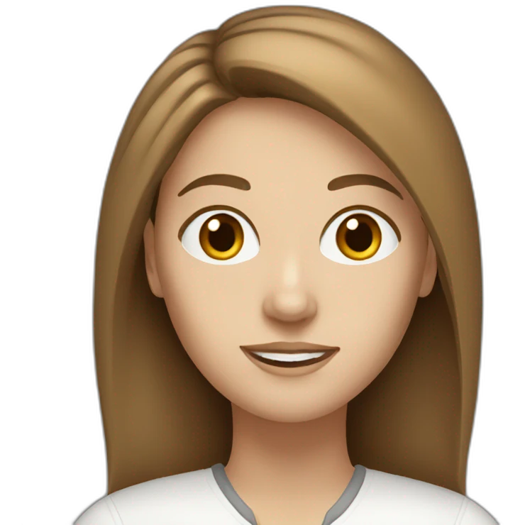 white woman with brown hair working emoji