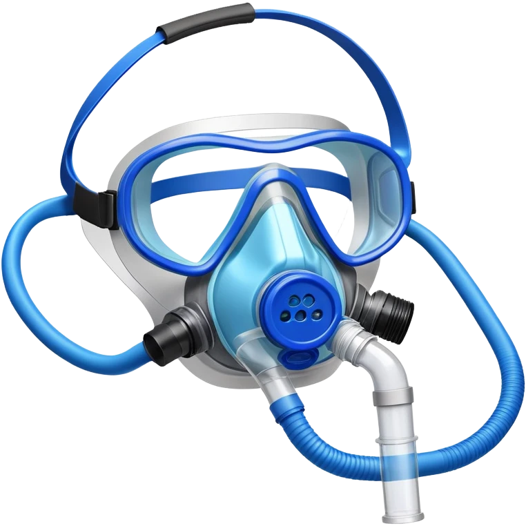Close-up of blue VO2 max testing mask with breathing tubes and valves, no person wearing it emoji