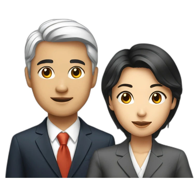 young asian male and female president emoji