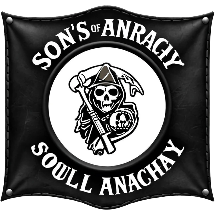 Sons of anarchy logo but to have a banner on top saying SOULS OF ANARCHY emoji