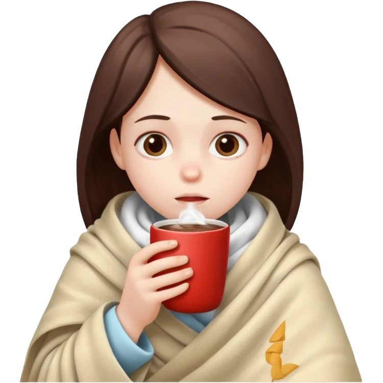 sick child drinking hot drink emoji