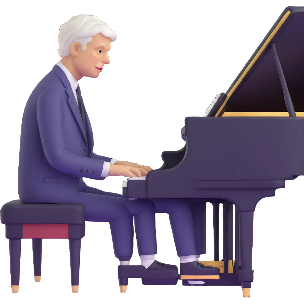 George Plimpton playing the piano emoji