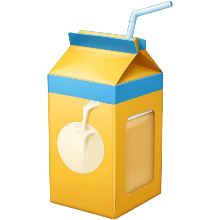 plain yellow milk box, no label, no straw, simple, clear emoji
