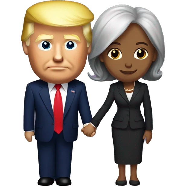 donald trump holding hands with kamala harris emoji