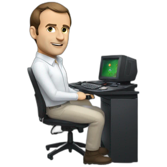 Macron et un pc gamer emoji