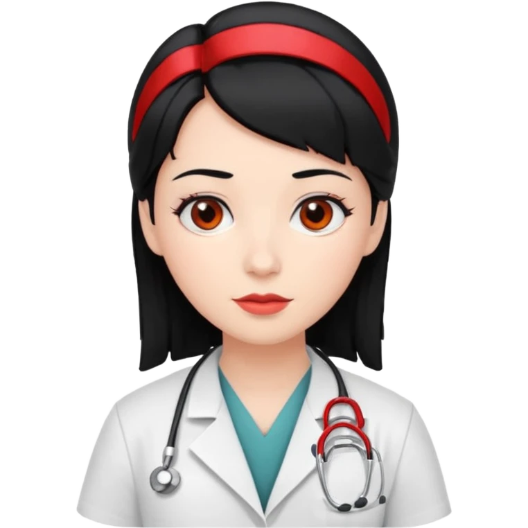doctor with black hair and red hairclips  emoji