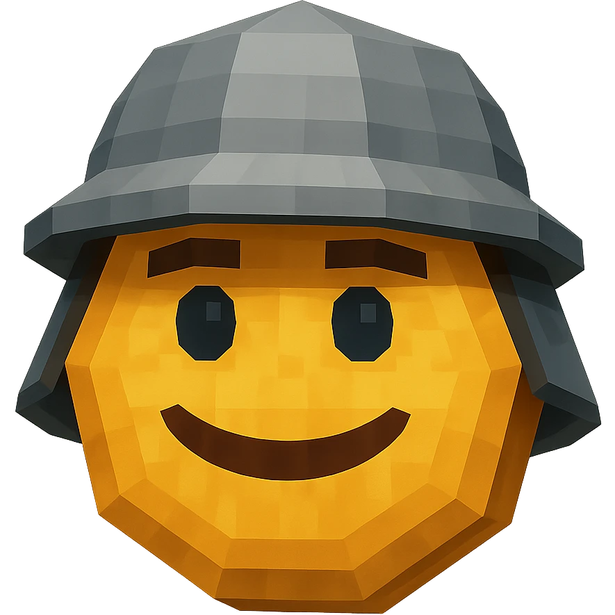 Create a realistic emoji character named Master Hunt. Hexagon shape, Helmet, The background should be transparent , for positive work culture. emoji