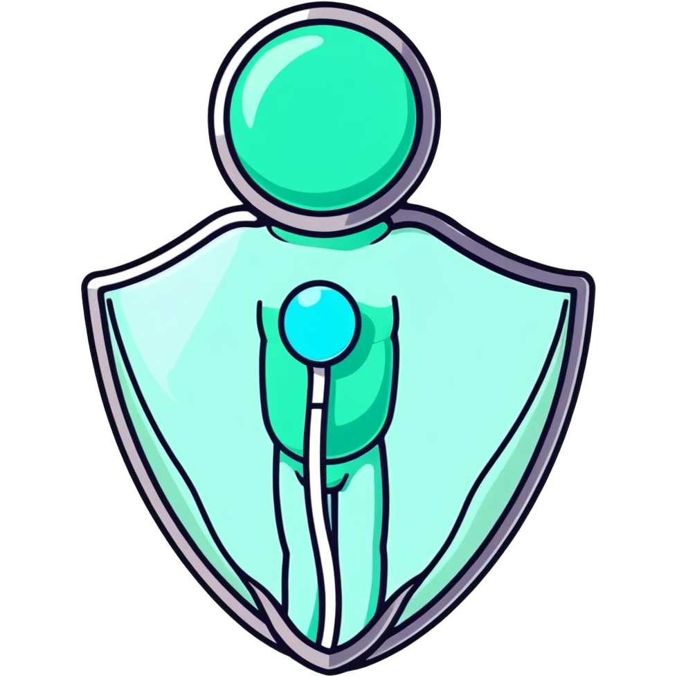 Silver semi-transparent capsule floating next to an ethereal glowing immune system figure, with a small shining shield over a luminous thyroid gland emoji