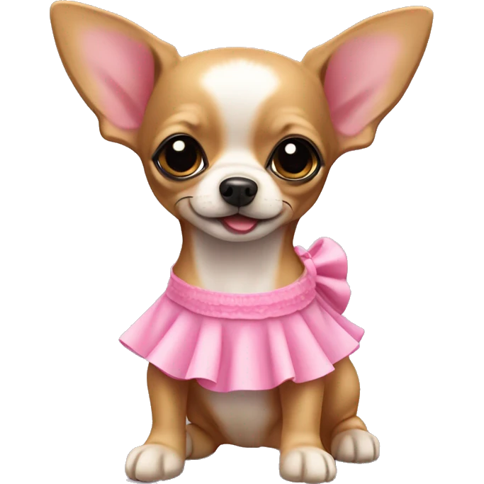 black & tan chihuahua puppy wearing a pink dress emoji
