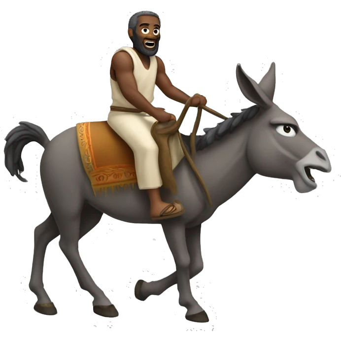 Jacked Moses riding donkey emoji